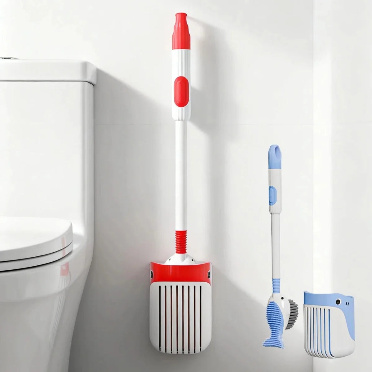 Toilet Brush Wall Mounted, Silicone Toilet Brush with 360 Degree Head, Loo Brush for Bathroom Accessories