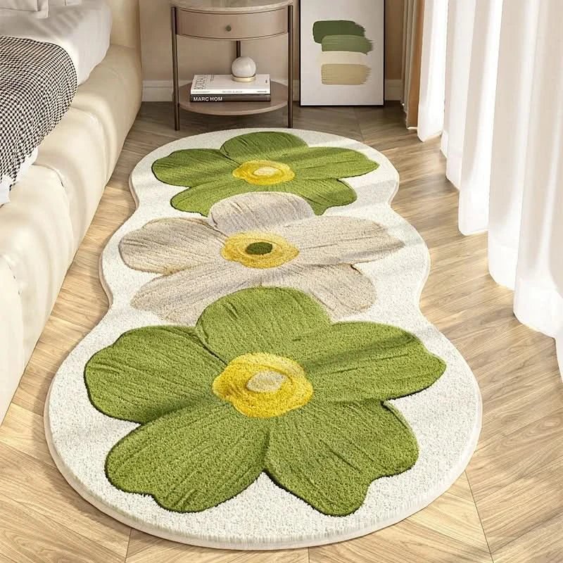Washable Rug for Bedroom, Floral Runner Rug with Non Slip Backing, Soft Kids Rug for Girls Room and Bedside_02