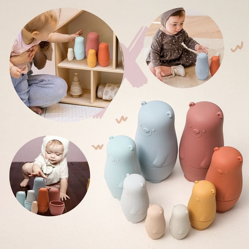 Silicone Nesting Dolls for Babies, Sensory Toys for 6 Month Old, Stacking Toy Bears or Penguins, Toys for 1 Year Old_03