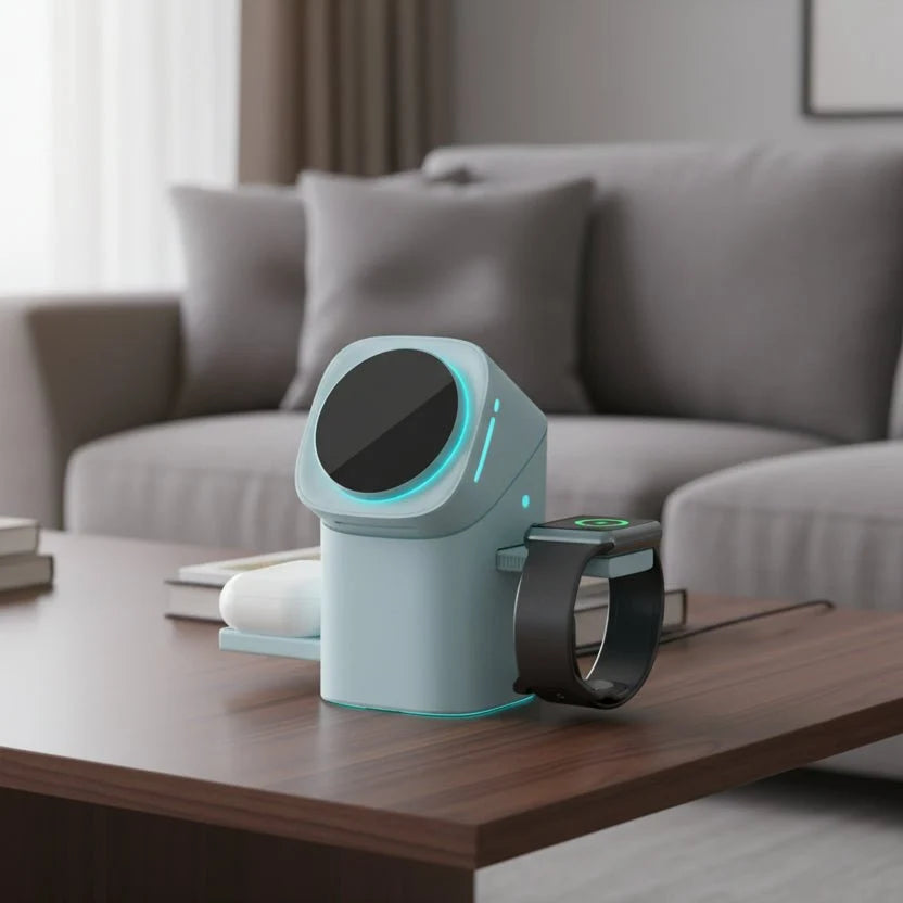 Wireless Charger 3 in 1, Rotating Wireless Charging Station for Phone, Smartwatch and Headphone Charger, Charging Dock_02