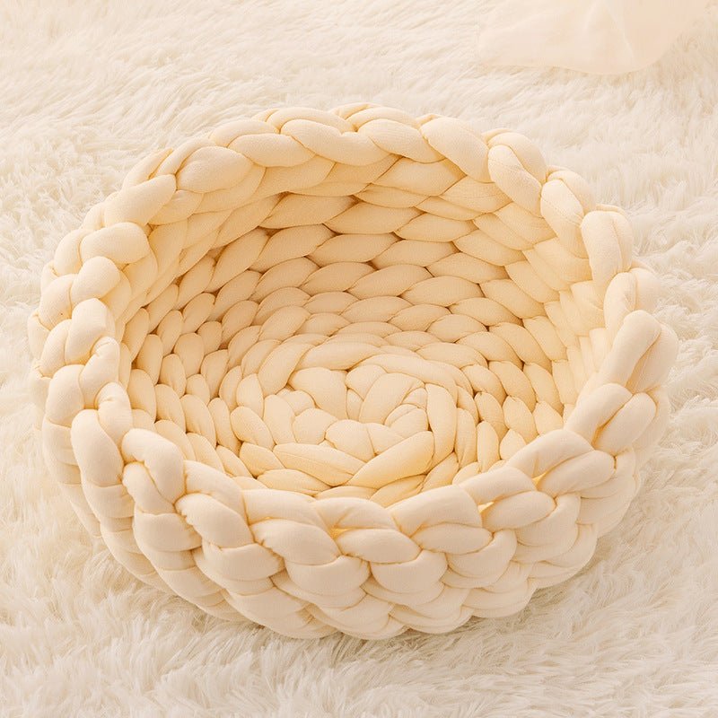 Cat Basket, Round Wool Cat Bed with Raised Rim – image 13