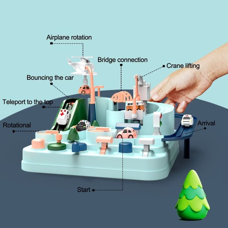 Toy Town Playset with 4 Cars and Helicopter, Toy Train, Toy Crane, Role Play Toys for Small World Play_06