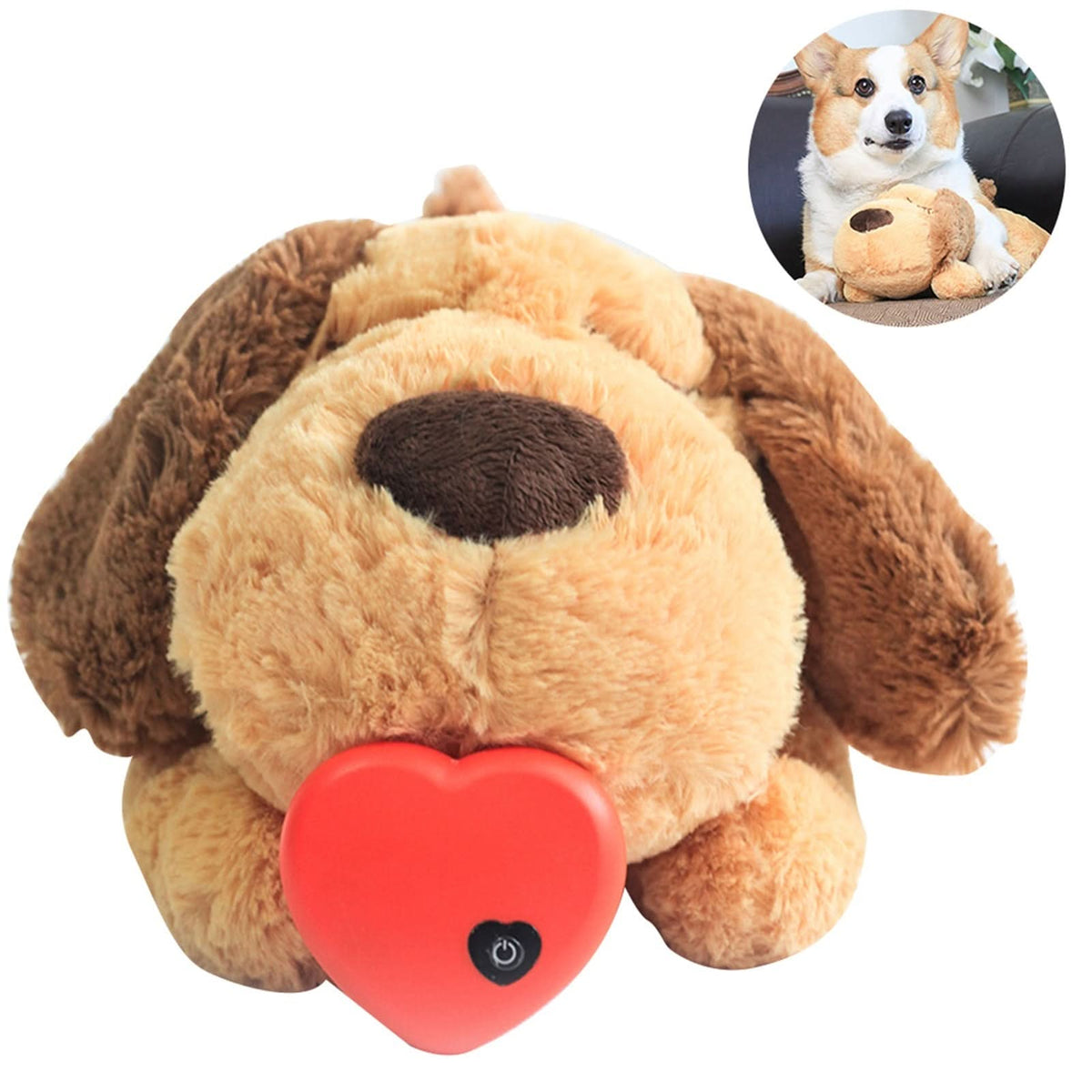 Puppy Toys, Puppy Heartbeat Toy with Removable Heart, Calming Dog Toy with Heartbeat, Plush Dog Soft Toy_01