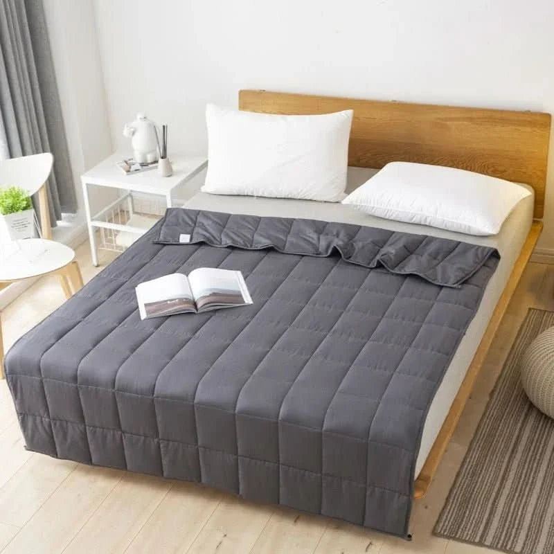 Weighted Blanket with Glass Beads, Breathable Cotton Weighted Blanket for Summer and Winter, Sleep Aid for Better Sleep