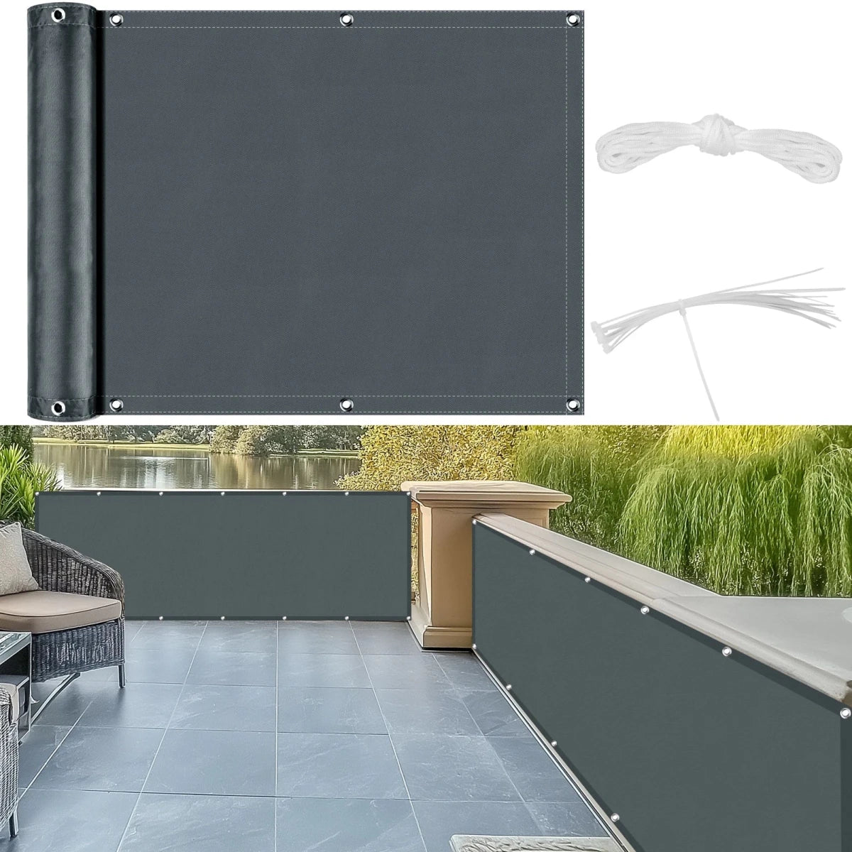 Garden Screen Polyester UV Resistant Water Repellent, Privacy Screen for Balcony and Terrace – image 8
