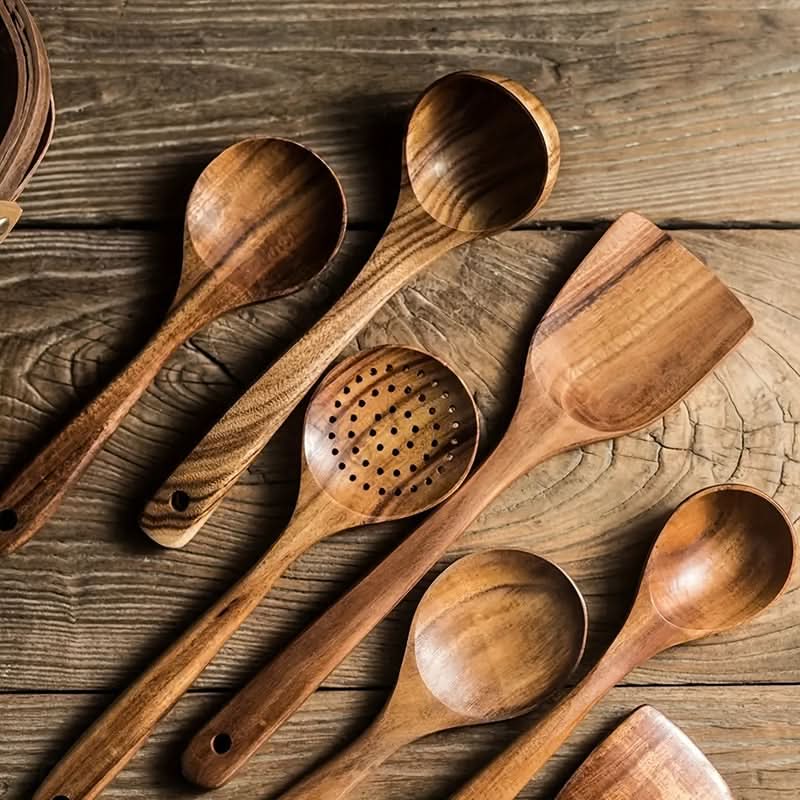 Teak Wooden Kitchen Utensil Set, Serving Spoon