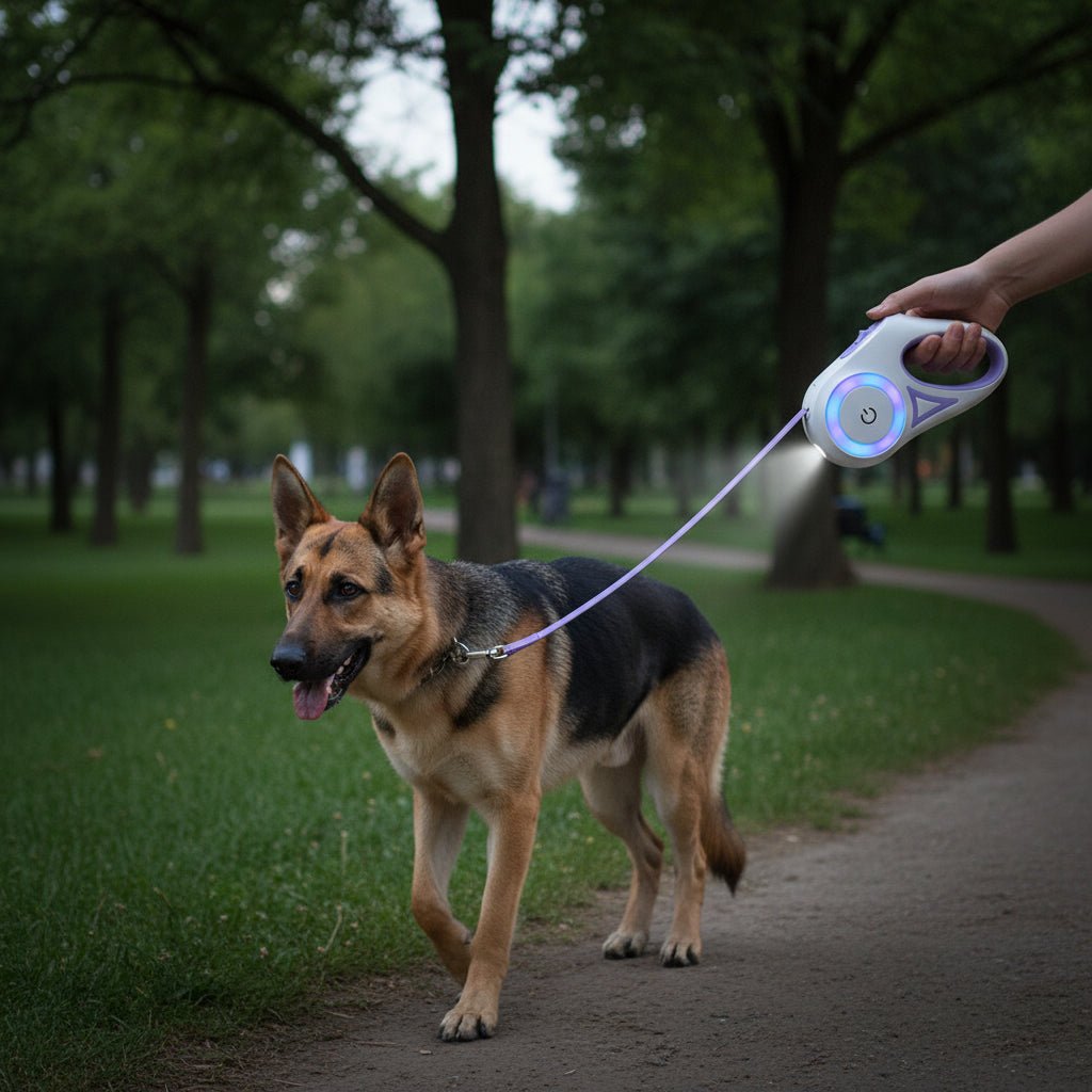 Light Up Dog Lead with LED Strip and Torch Handle, Long Dog Lead up to 5 m, Dog Leash with Light for Walking at Night_01