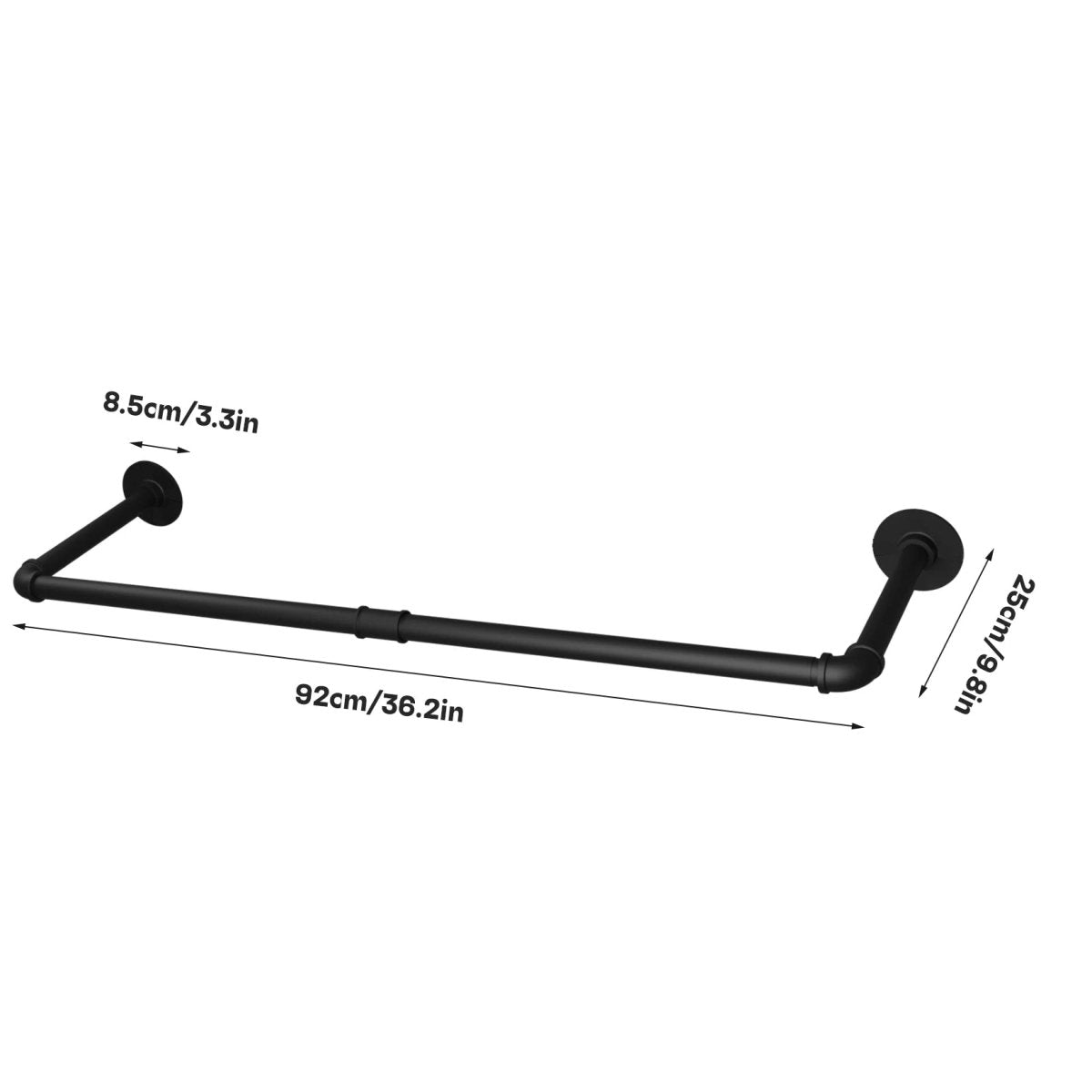 Clothes Rail Wall Mounted, Industrial Heavy Duty Clothes Rail in Black Steel Pipe – image 6