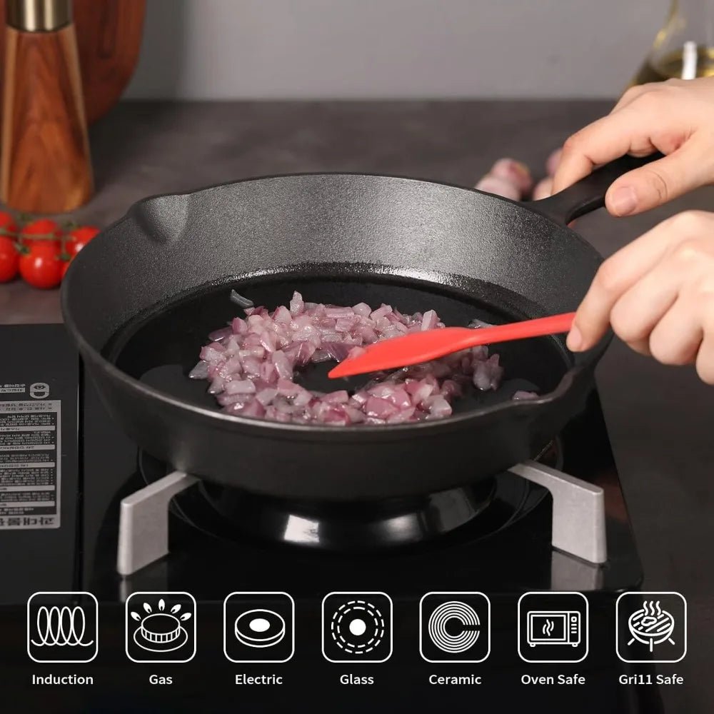 Cast Iron Pan, Cast Iron Skillet for Oven and Campfire, Induction Pan for Searing Steak, Heavy Duty Frying Pan_02