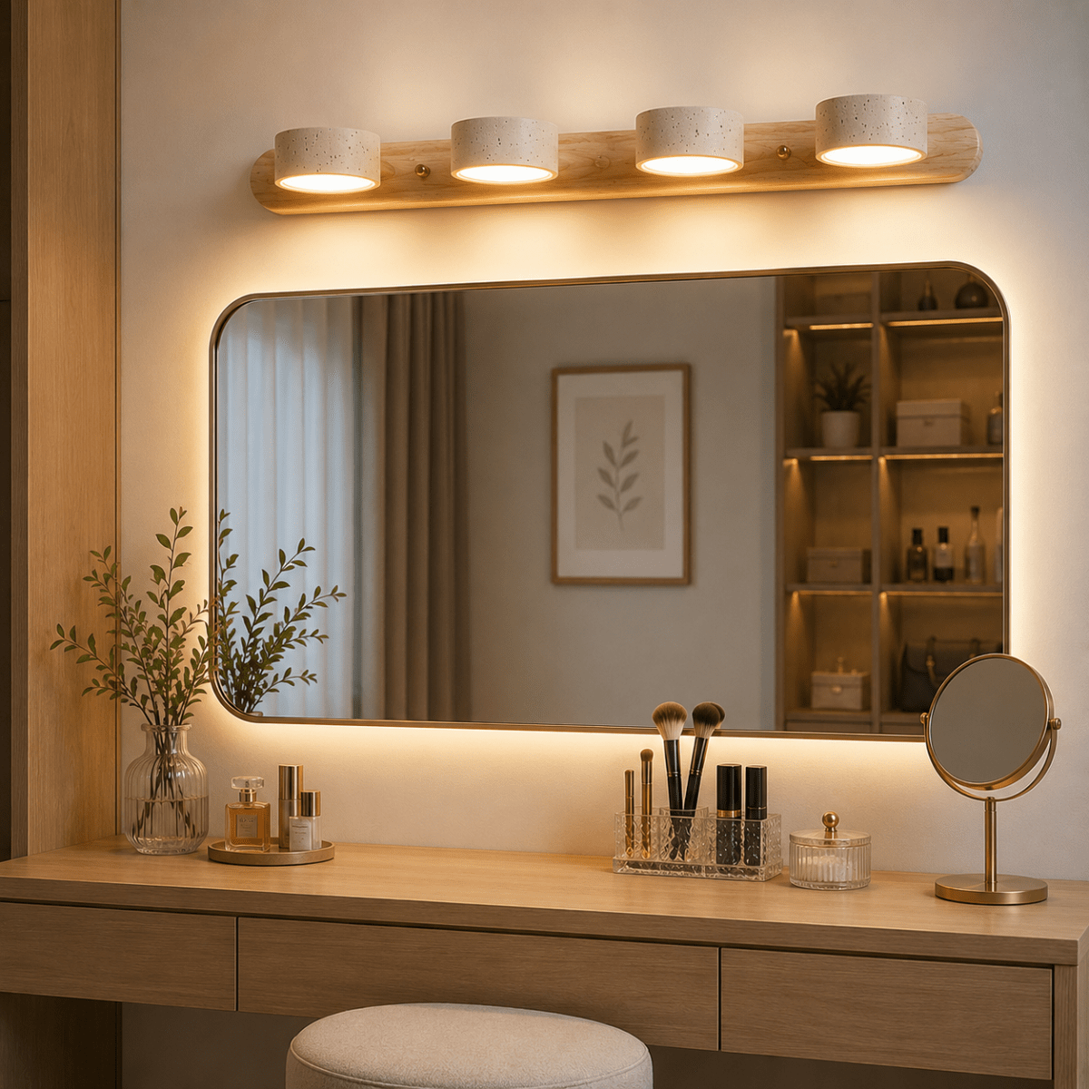 Living Room Wall Light, LED Wall Light in Walnut Wood, Modern Indoor Wall Lamp for Bedroom and Hallway_05