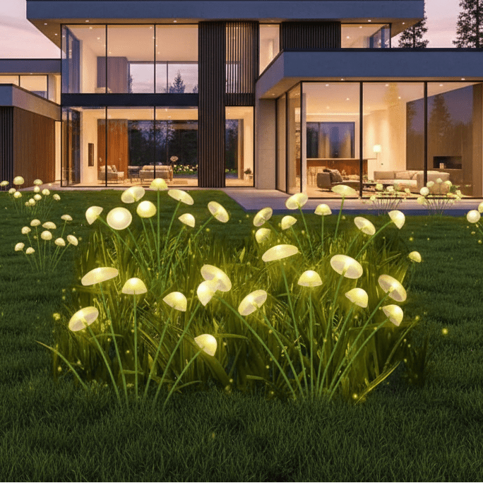 Solar Garden Lights, Jellyfish Mushroom Garden Ornaments, Solar Lights Outdoor with Warm White LED
