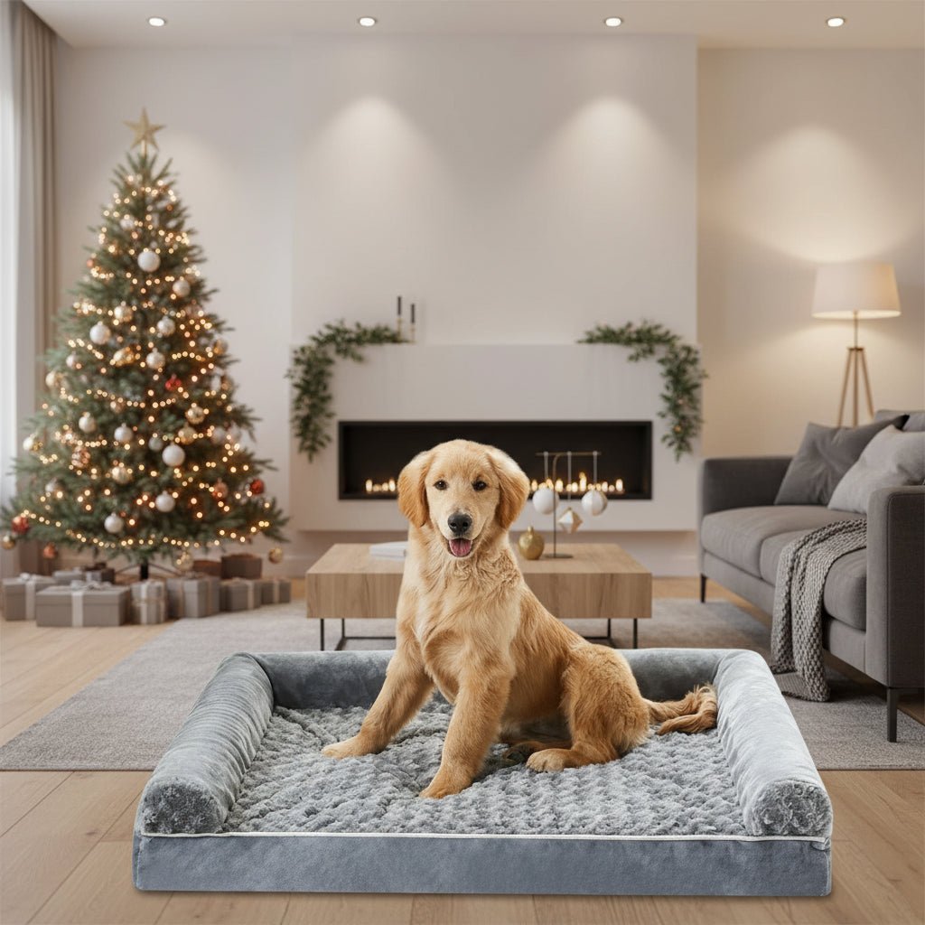 Dog Bed for Large Dogs, Orthopaedic Corner Dog Bed with Egg Crate Foam, Waterproof Dog Bed with Removable Cover