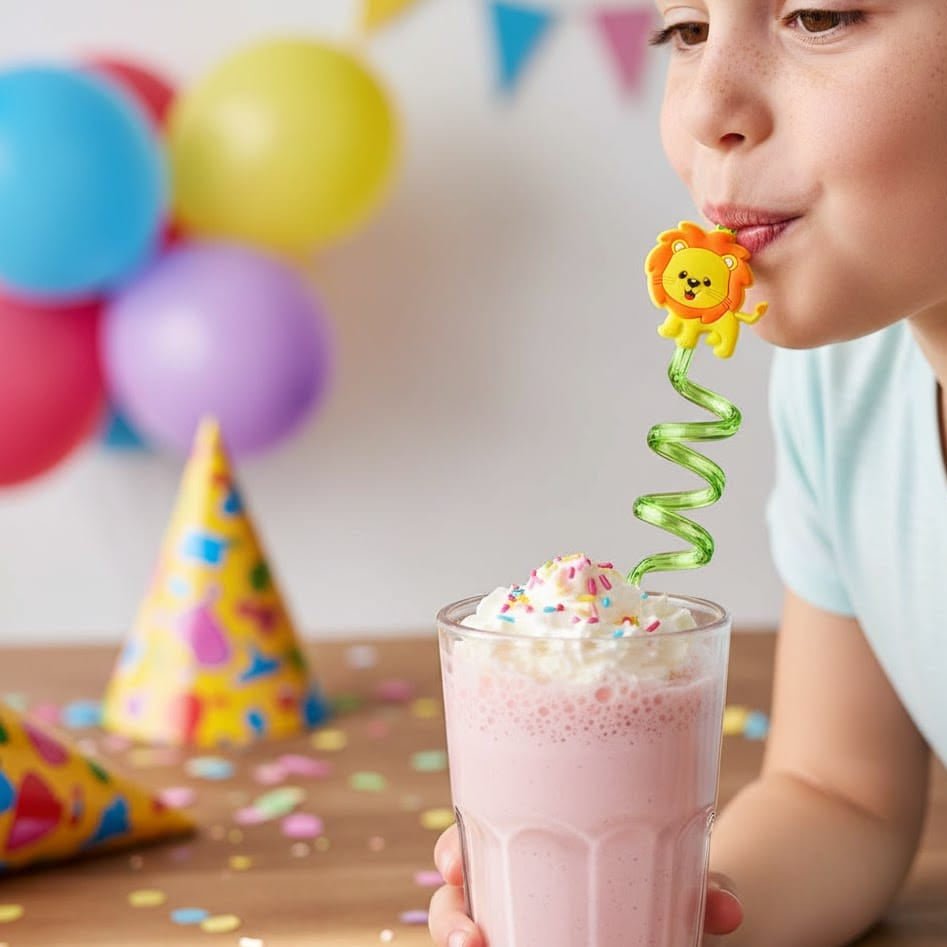 Reusable Plastic Straws with Cleaning Brush, Birthday Party Supplies for Kids – image 6