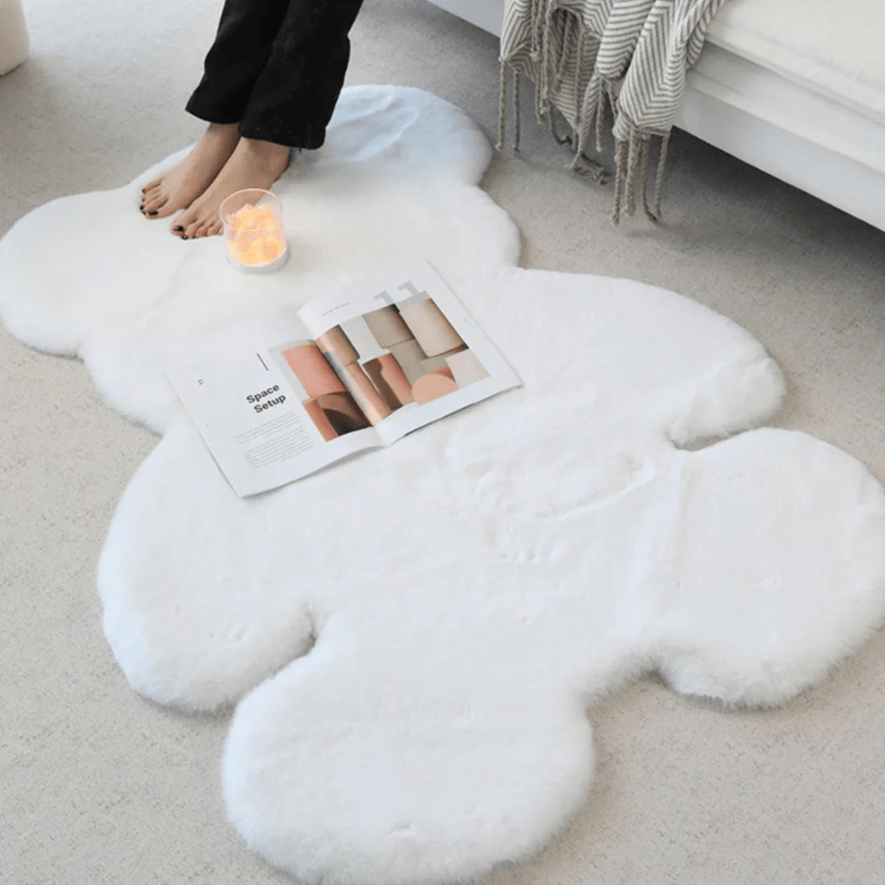 Cartoon Floor Mat for Bedroom, Kids Bedroom Rug with Bear Design, Machine Washable Rug for Playroom_01