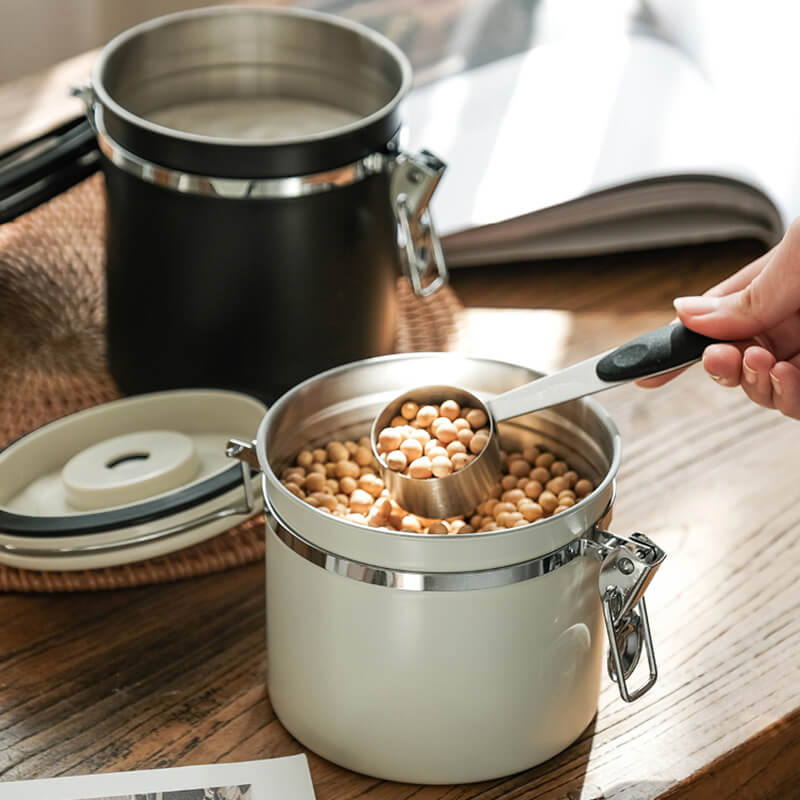 Food Storage Container, Stainless Steel Food Container with Spoon, Kitchen Storage Canister for Coffee and Tea_01