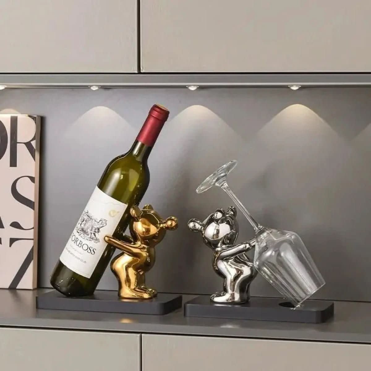 Ceramic Wine Rack, Bear Bottle Holder for Kitchen Decor, Bar Accessories, Housewarming Gift, Wine Gifts for Wine Lovers_02