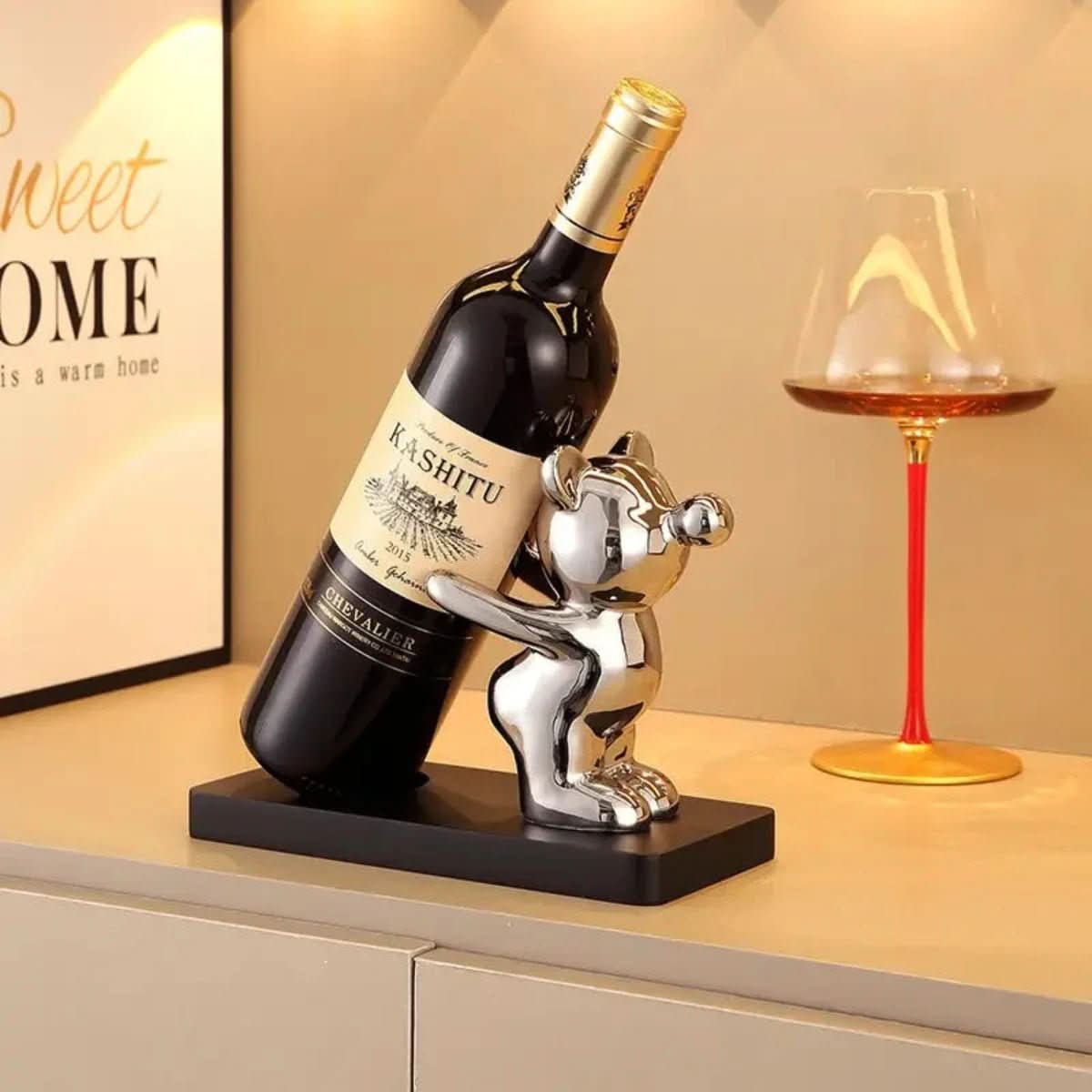 Ceramic Wine Rack, Bear Bottle Holder for Kitchen Decor, Bar Accessories, Housewarming Gift, Wine Gifts for Wine Lovers_03