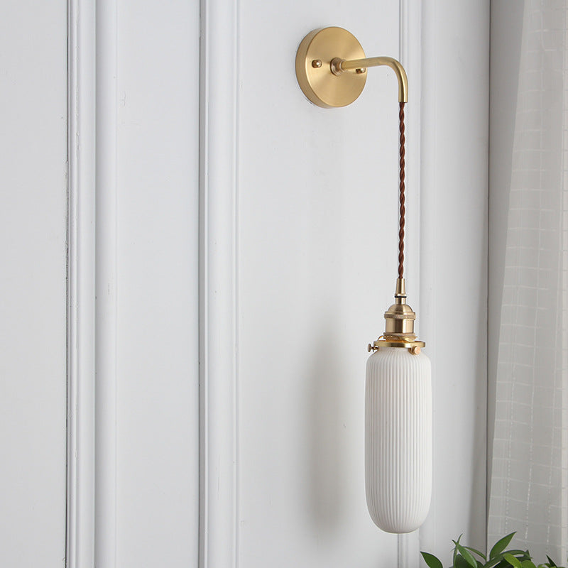 KiyoshiLight | Elegant Brass Pleated Glass Bathroom Wall Light 10