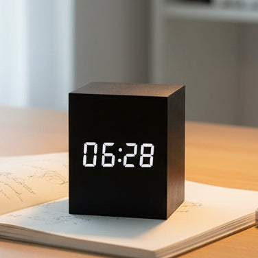 Digital Alarm Clock, Small Digital Clock with Temperature and Date, Mini LED Bedside Alarm Clock for Desk and Bedroom_00