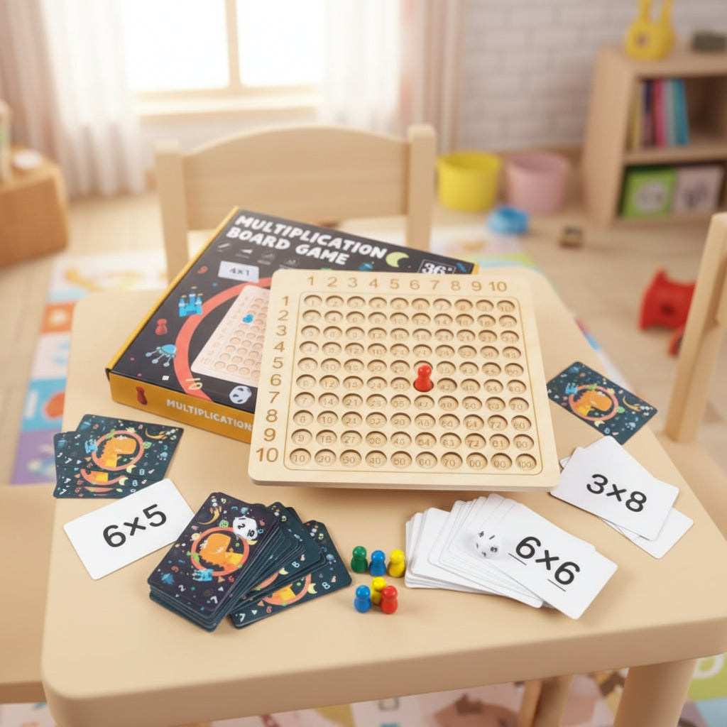 Maths Learning Game, Wooden Toys for Counting and Numbers with 2 Dice and 100 Cards, Learning Toys for Preschool
