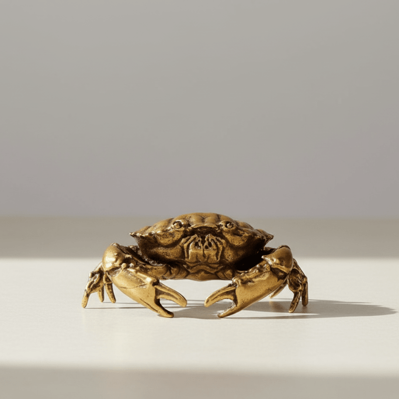 Bookshelf Decor, Brass Crab Figurine – image 5