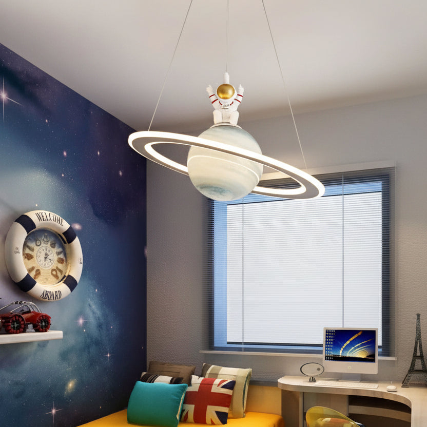 Planet Ceiling Light for Kids Bedroom, Nursery Lamp with Astronaut Option