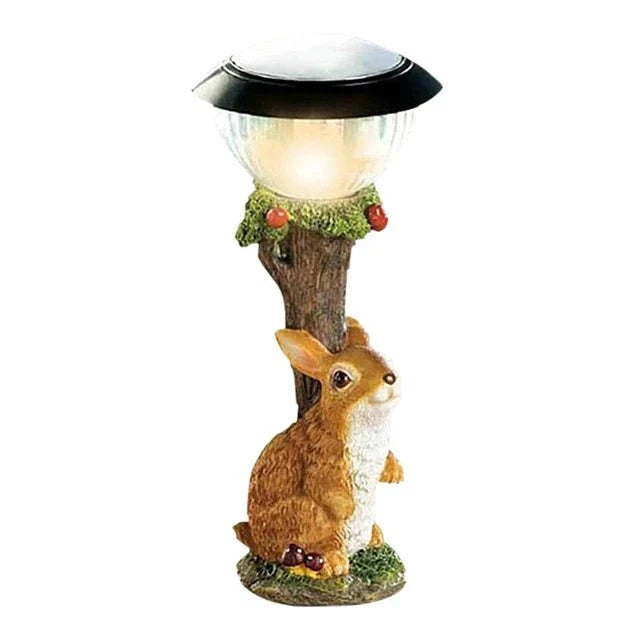 Garden Lights Animal Lamp, Resin Garden Ornaments with Cat Dog or Rabbit Figure, Outdoor Lamps, Garden Figurines_03