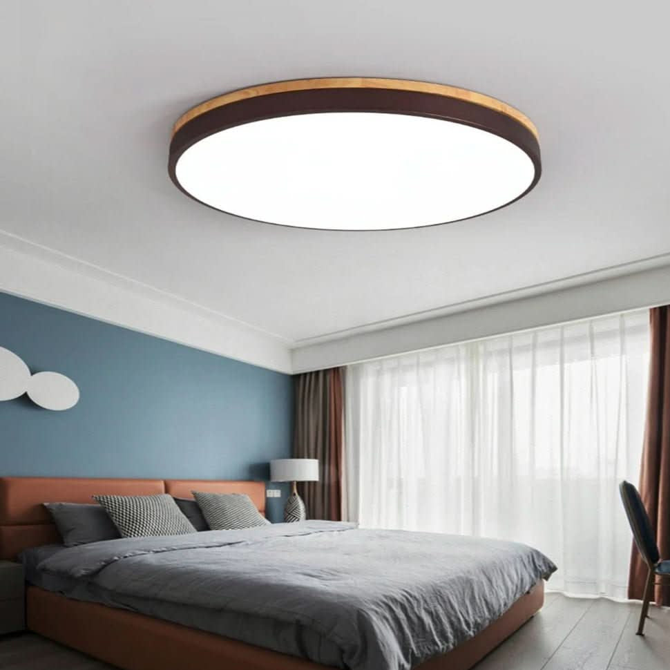 Ceiling Lights, Flush Ceiling Light Fitting in Wood and Metal, Wooden Ceiling Light for Bedroom, Kitchen Lighting_00