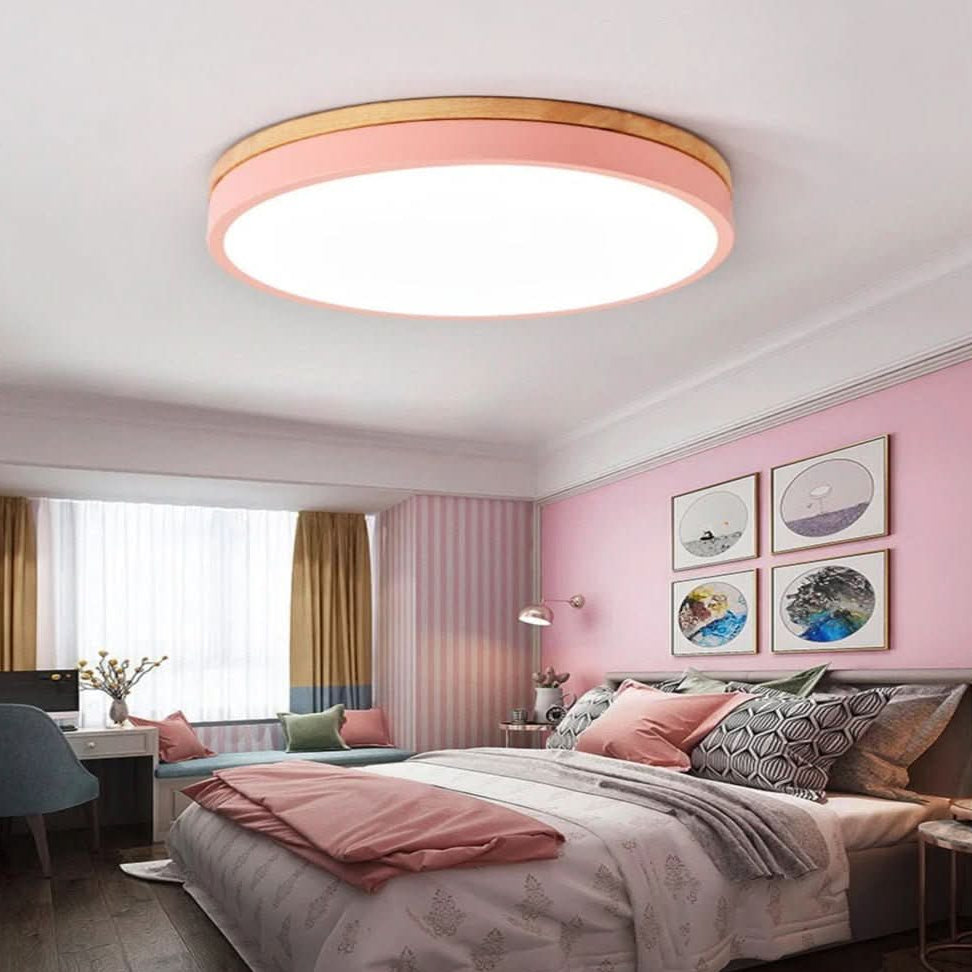 Ceiling Lights, Flush Ceiling Light Fitting in Wood and Metal, Wooden Ceiling Light for Bedroom, Kitchen Lighting_03