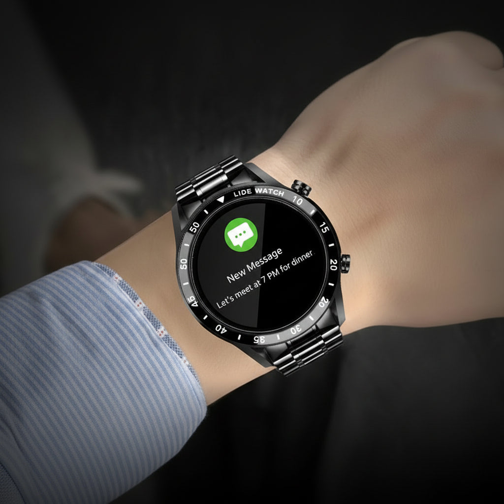 Smart Watch with Bluetooth Calls, Stainless Steel Smartwatch with Touch Screen
