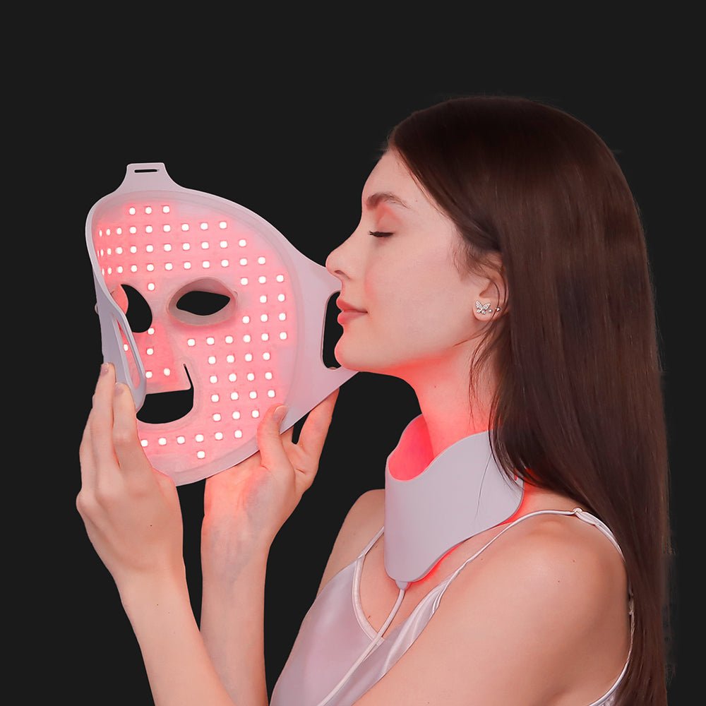 LED Face Mask Light Therapy, LED Mask for Face and Neck with 168 LEDs