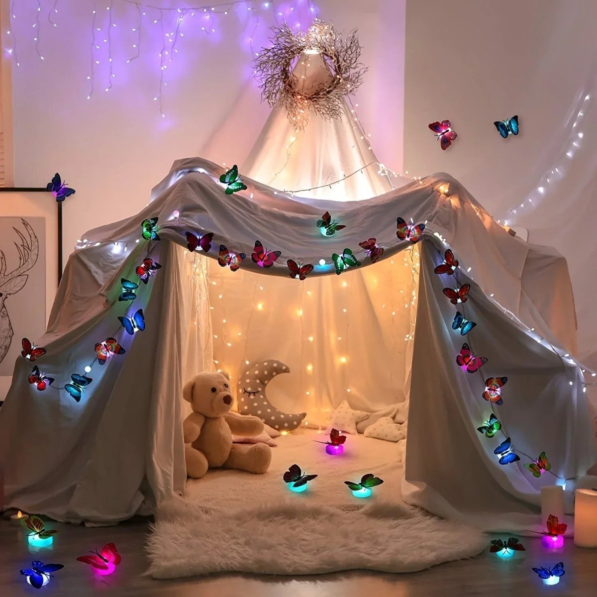 3D Butterfly Wall Stickers with LED, 12 Wall Butterflies
