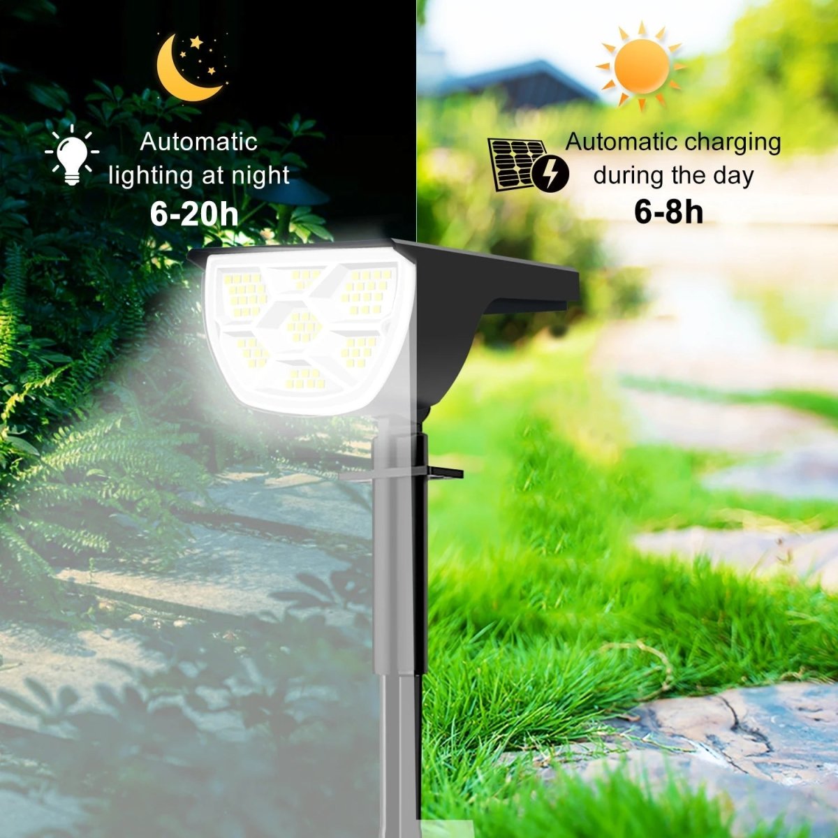 Outdoor Wall Lights, Solar Garden Lights, Outdoor Solar Lights with Spotlight Beam and 3 Brightness Levels_04