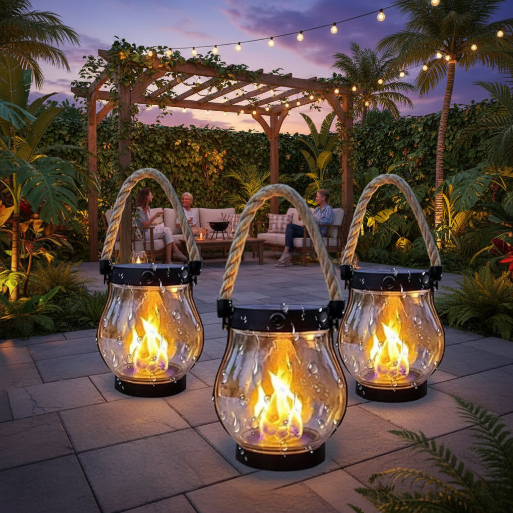 Garden Lanterns, Flame Effect Outdoor Lantern Light – image 3