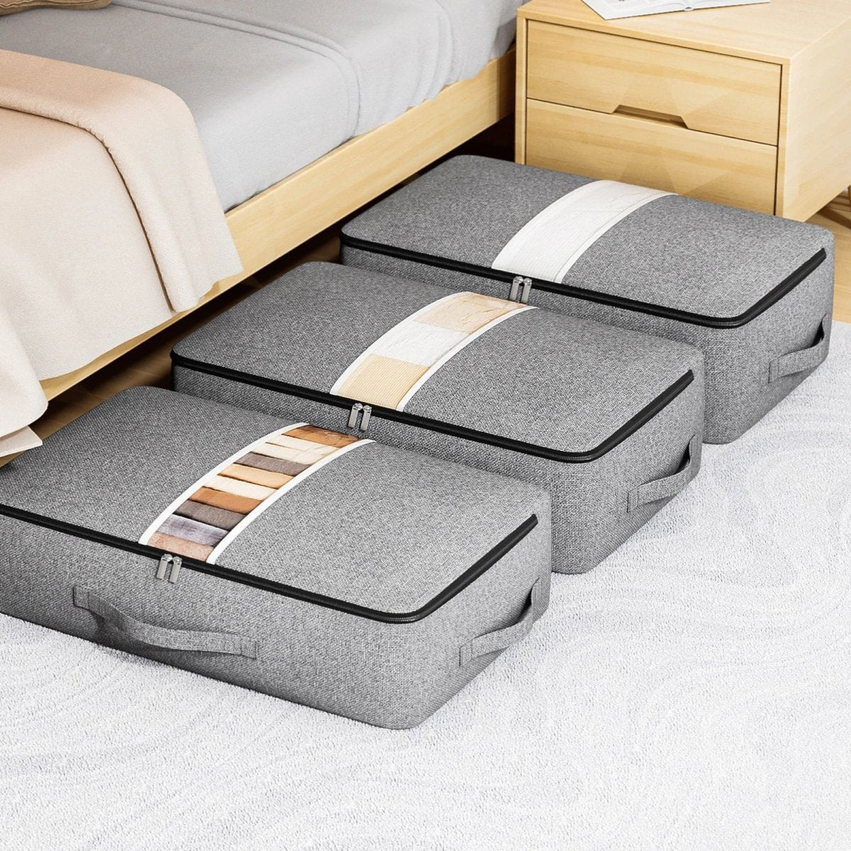 Storage Bag with Zip, Clothes Storage Bags with Handles and Clear Window, Large Storage Bag for Blankets and Toys_00
