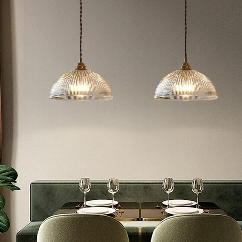 LuminaDome | Elegant Ribbed Glass Pendant Light Fixture 4