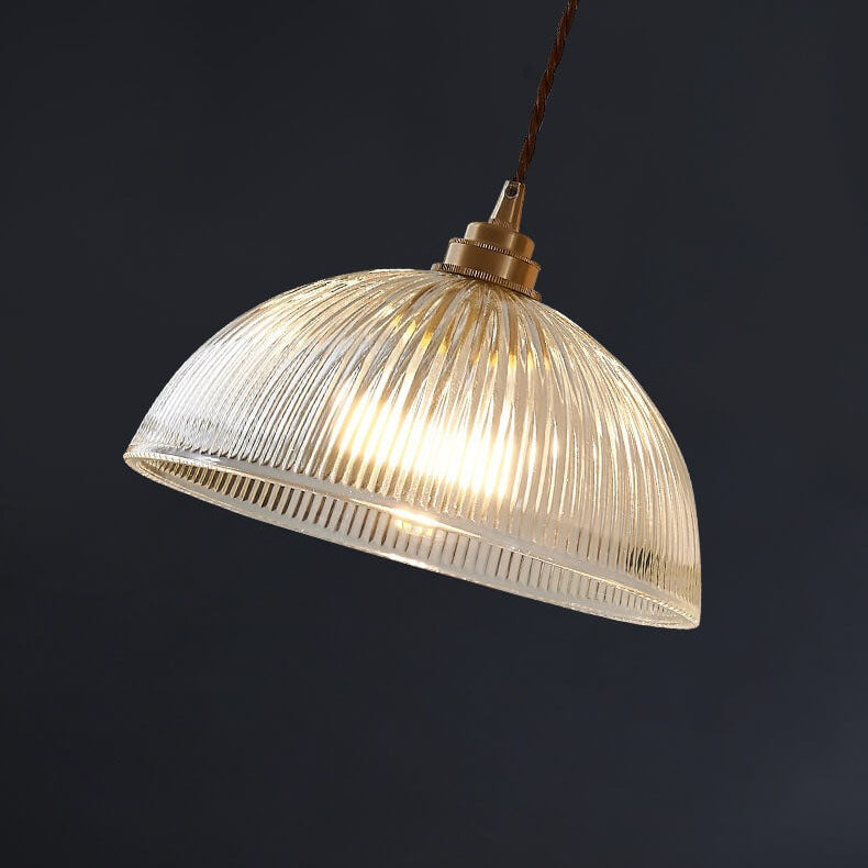 LuminaDome | Elegant Ribbed Glass Pendant Light Fixture 6