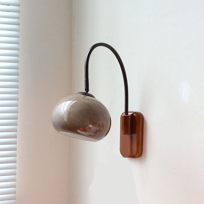 LuminaraWood | Elegant Modern Solid Wood Glass Globe Wall Sconce Light 4