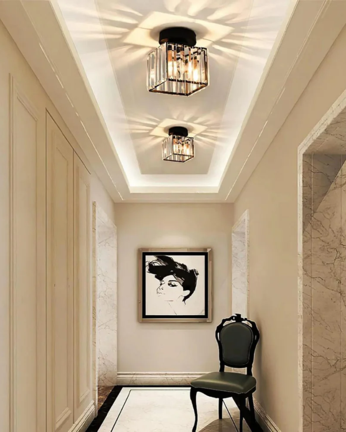 Luminara | Elegant Modern Crystal Glass Square Ceiling Light 5