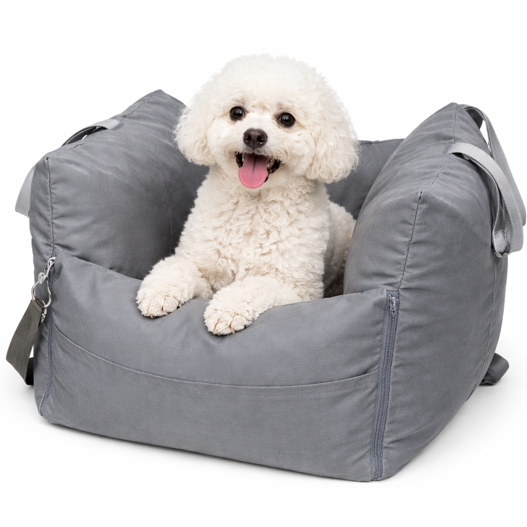 Luxury Waterproof Dog Car Seat with Adjustable Safety Leashes | Cozy Travel Bed for Secure Rides 1