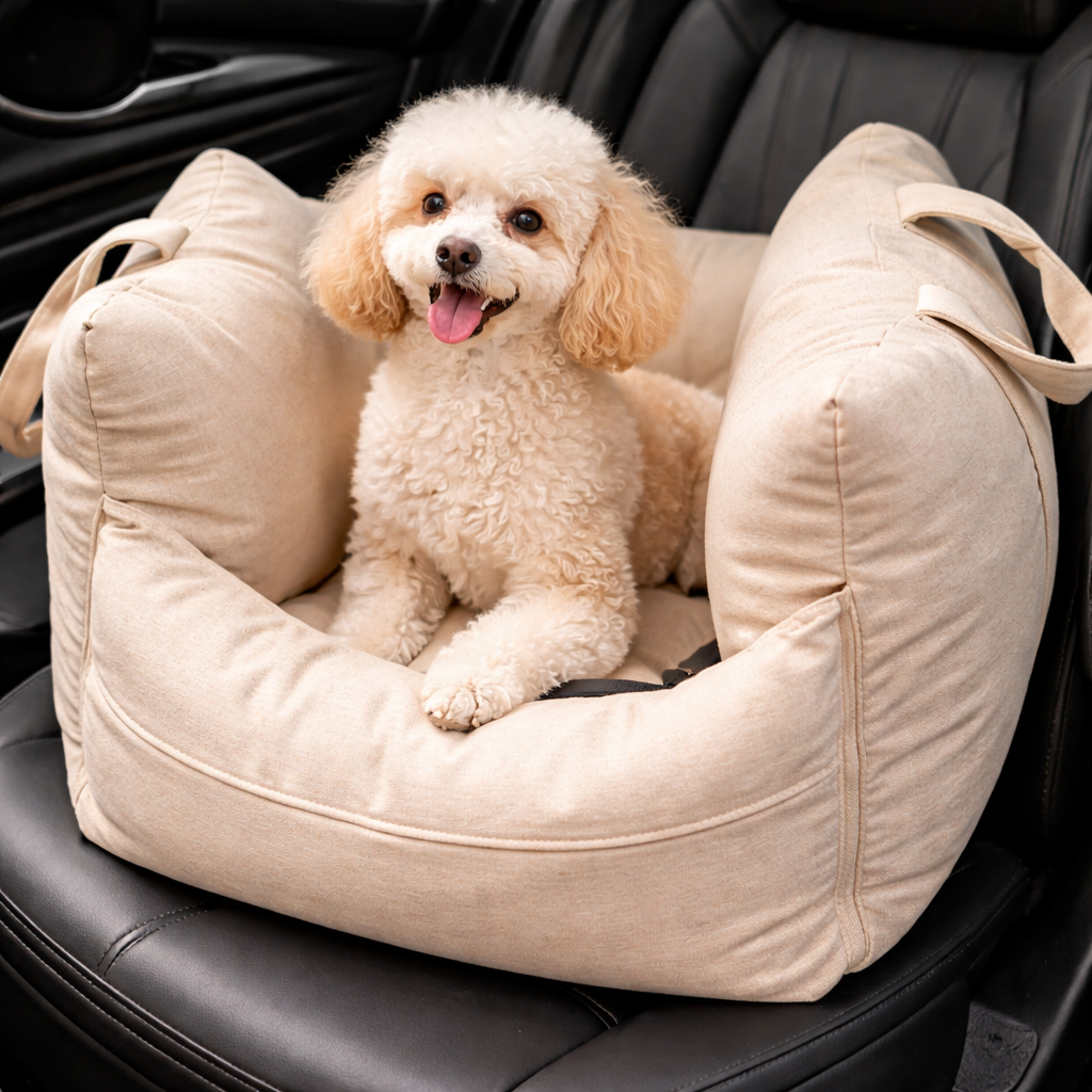 Luxury Waterproof Dog Car Seat with Adjustable Safety Leashes | Cozy Travel Bed for Secure Rides 2