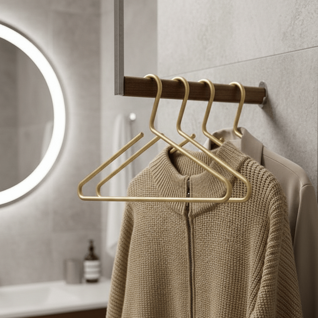 Metal Coat Hangers Set of 5, Space Saving Clothes Hangers for Wardrobe, Gold and Silver Hangers for Shirts and Dresses