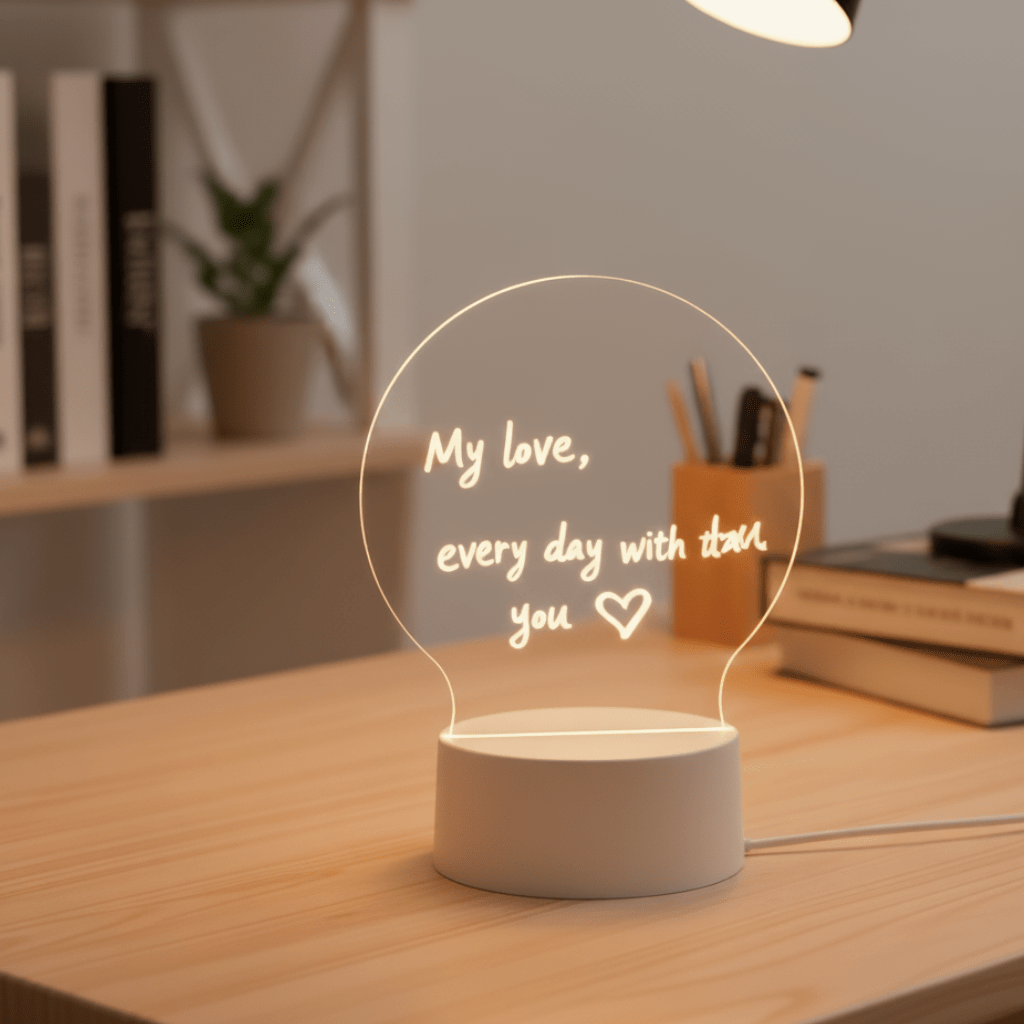 LED Sign with Dry Erase Marker, Light Up Acrylic Sign, LED Writing Board for Messages, USB Mood Light for Desk