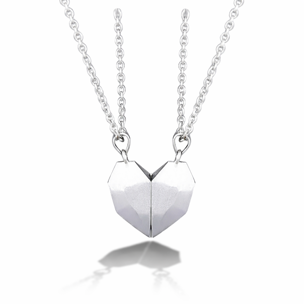 Magnetic Heart Necklace Set | Electrocardiogram Design for Couples | Durable Metal Pendants for Everyday Connection 2