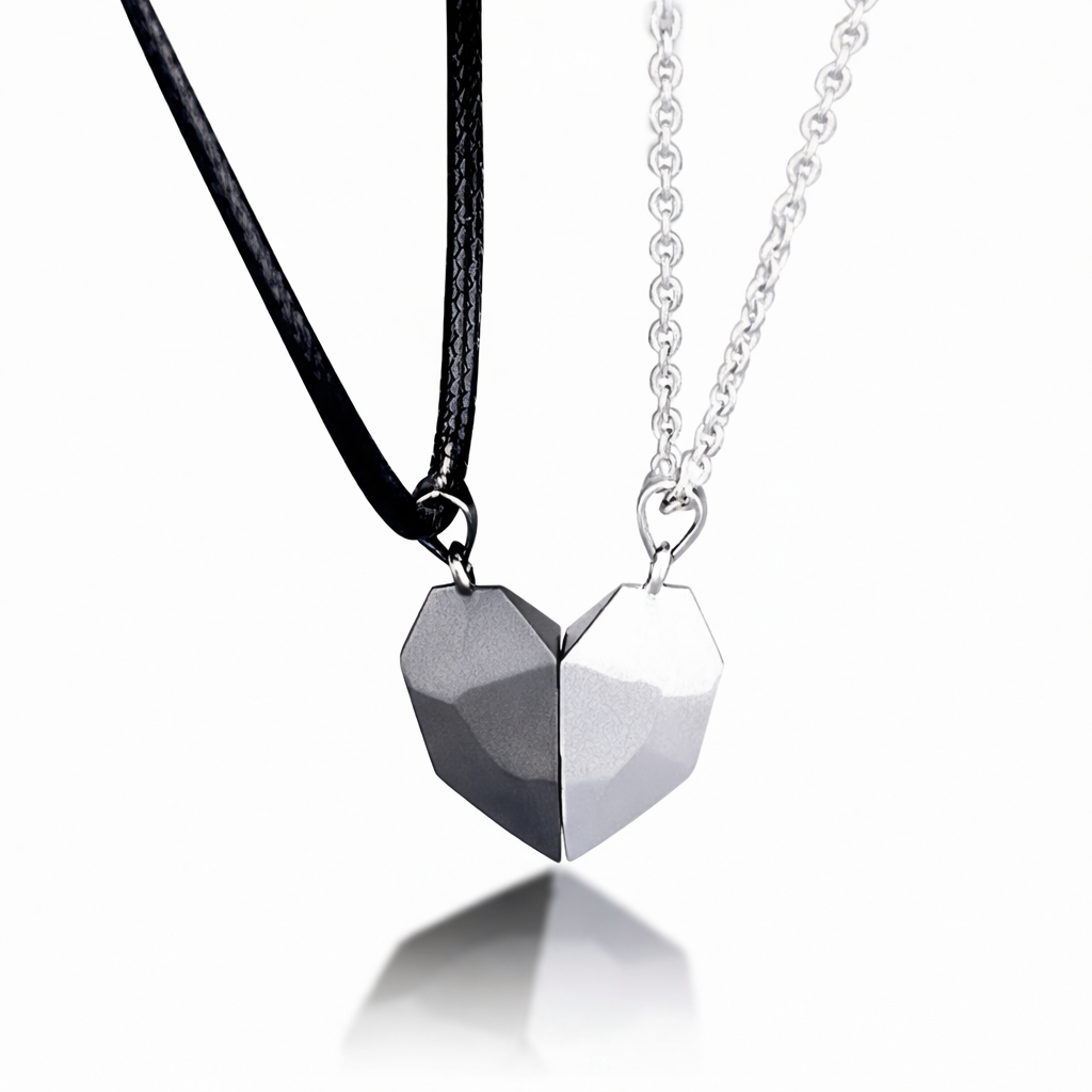 Magnetic Heart Necklace Set | Electrocardiogram Design for Couples | Durable Metal Pendants for Everyday Connection 4