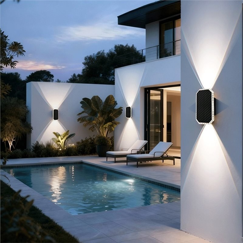 Solar Garden Lights, Solar Lights for Fence with Up and Down Light, Wall Lights Outdoor, Outdoor Lighting for Garden