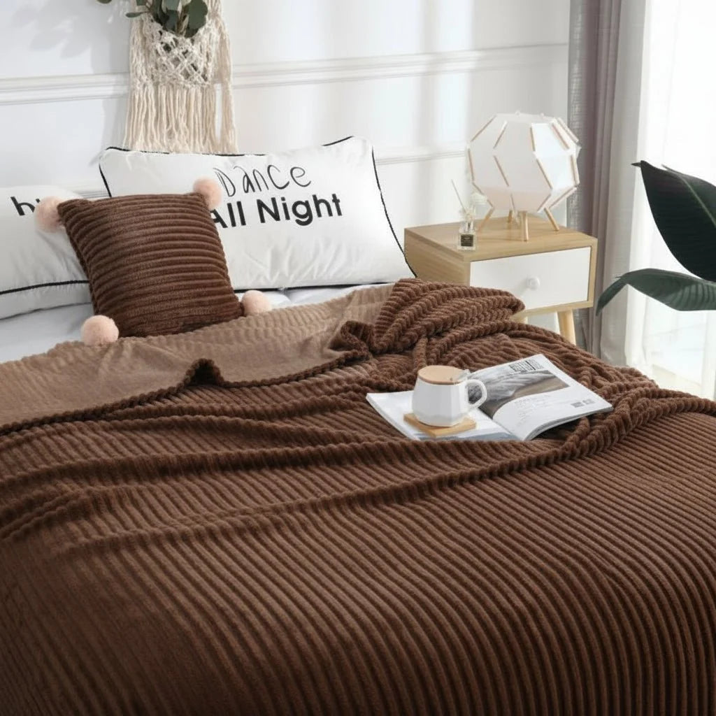 Fleece Throw Blanket, Striped Sofa Throw, Bed Throw, Soft Flannel Fleece Blanket for Autumn and Winter_11