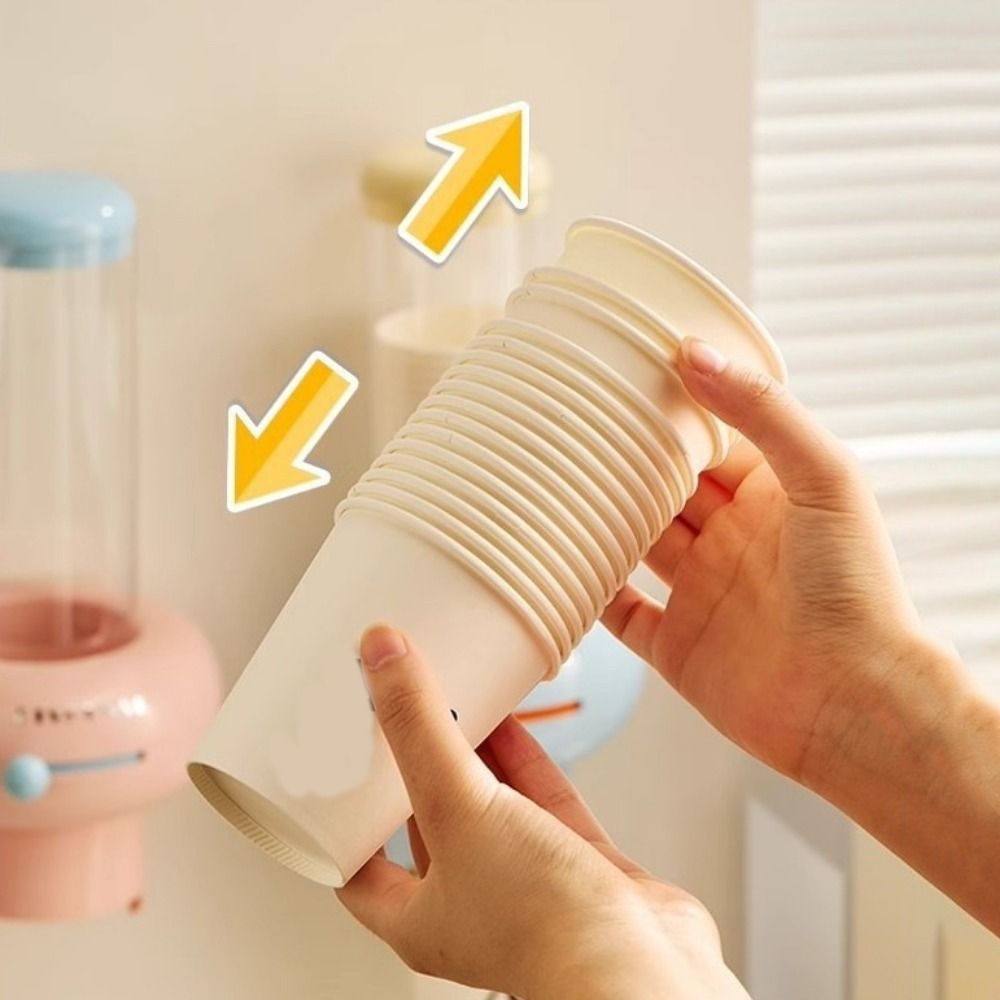 Wall Mounted Paper Cup Holder, Cup Dispenser with 25 Paper Cups, Kitchen Storage with No Drill Mounting_06