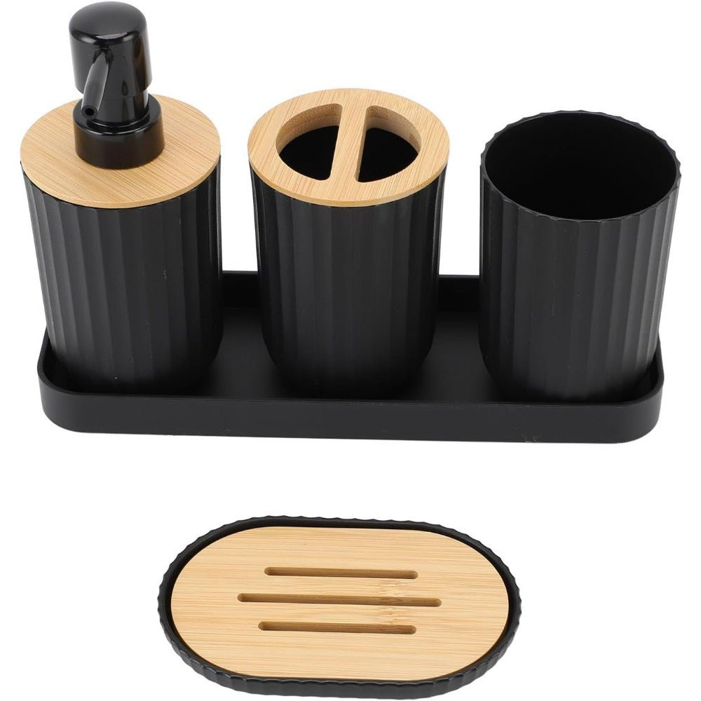 Bathroom Accessories Set, 5 Piece Bathroom Set with Soap Dispenser and Soap Dish, Toothbrush Holder with Cup and Tray_07