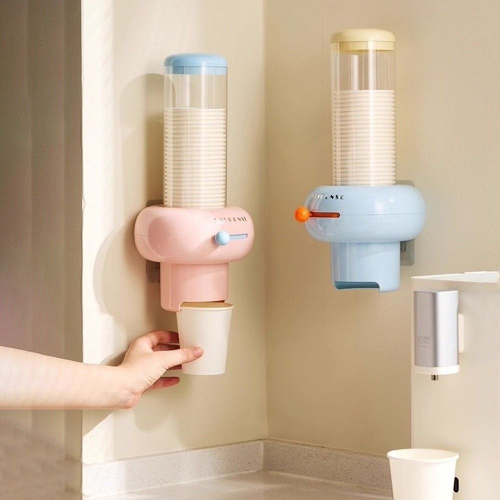 Wall Mounted Paper Cup Holder, Cup Dispenser with 25 Paper Cups, Kitchen Storage with No Drill Mounting_07